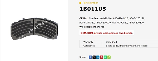 How do I find the correct brake pads for Mercedes-Benz trucks manufactured in China?cid=4
